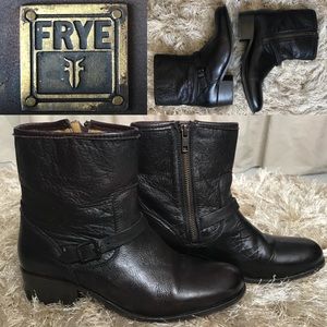 FRYE Dark Brown Lynn Strap Short Boots